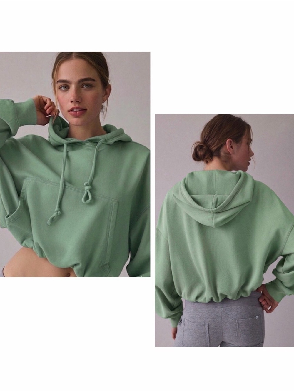NWOT Out From Under Try Me Bubble Hoodie Cropped Sweatshirt in Mint Sizes S & M